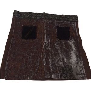 Velvet brown/grey floral skirt